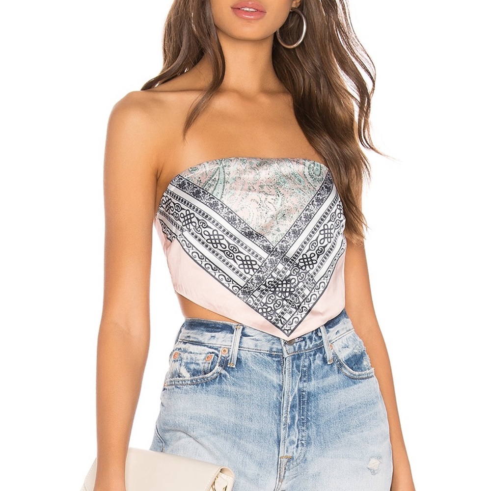 Superdown Sophia bandana tie back silk top size small